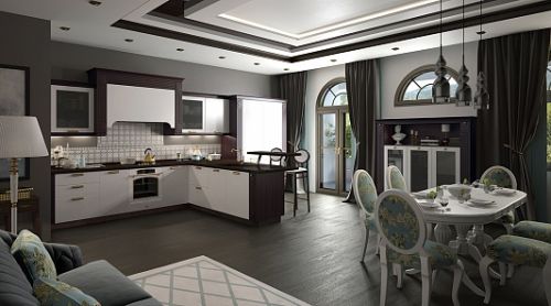 Белая акриловая кухня