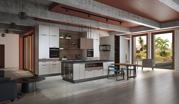 Бежевая кухня в Твери