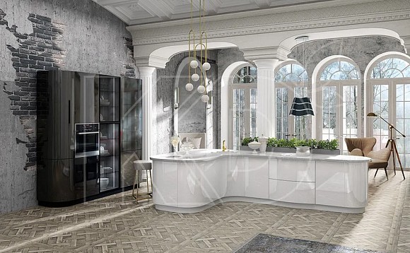 Белая кухня в стиле Модерн