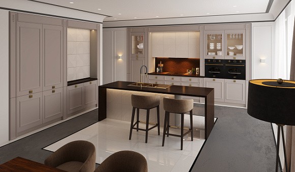 Бежевая кухня в Твери