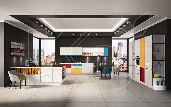 Белая кухня в стиле Модерн