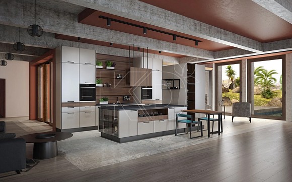 Белая кухня в стиле Модерн